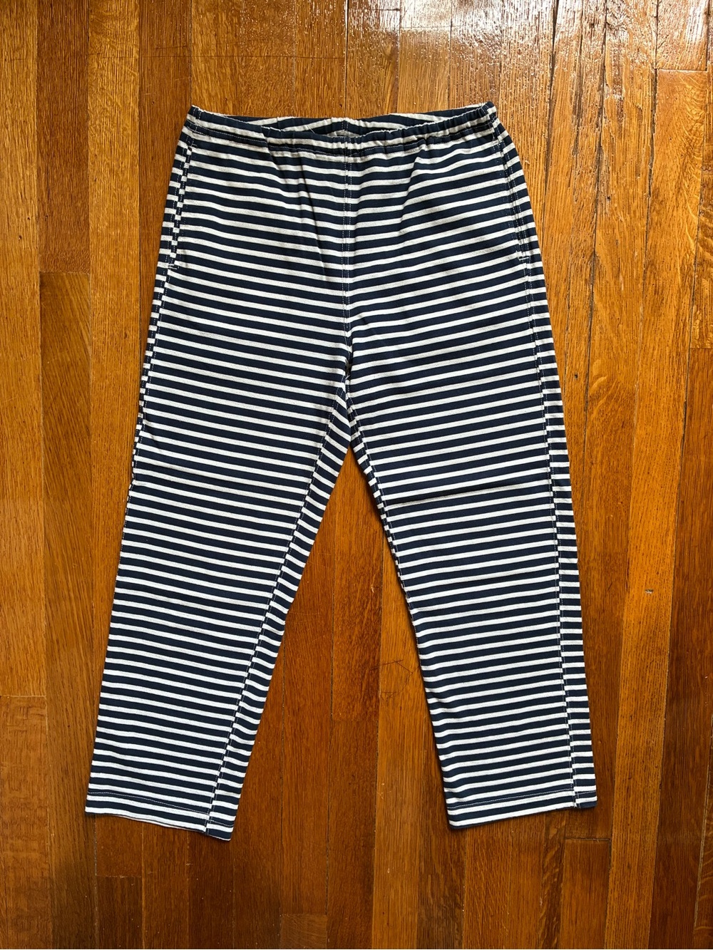 Engineered Garments Women’s STK Pant in Navy and White PC Stripe Jersey